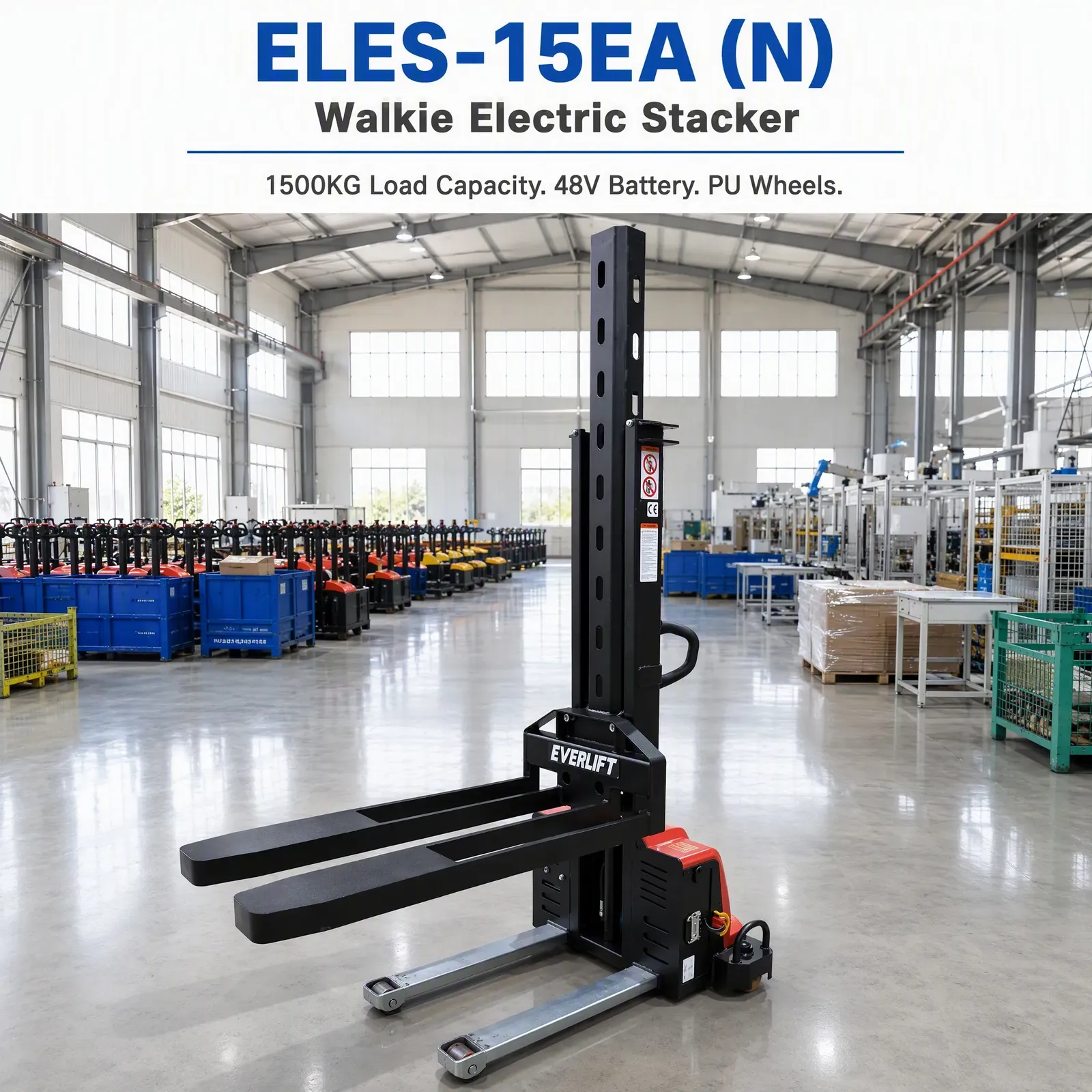 1500 kg Heavy Duty Electric Pallet Stacker 2.2kW Lift photo 1