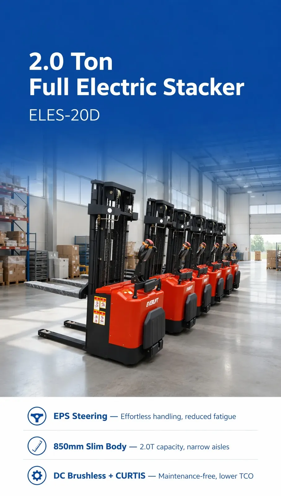 2000 kg Stand-on Electric Pallet Stacker CURTIS Controller (LPT-84381) detail 2