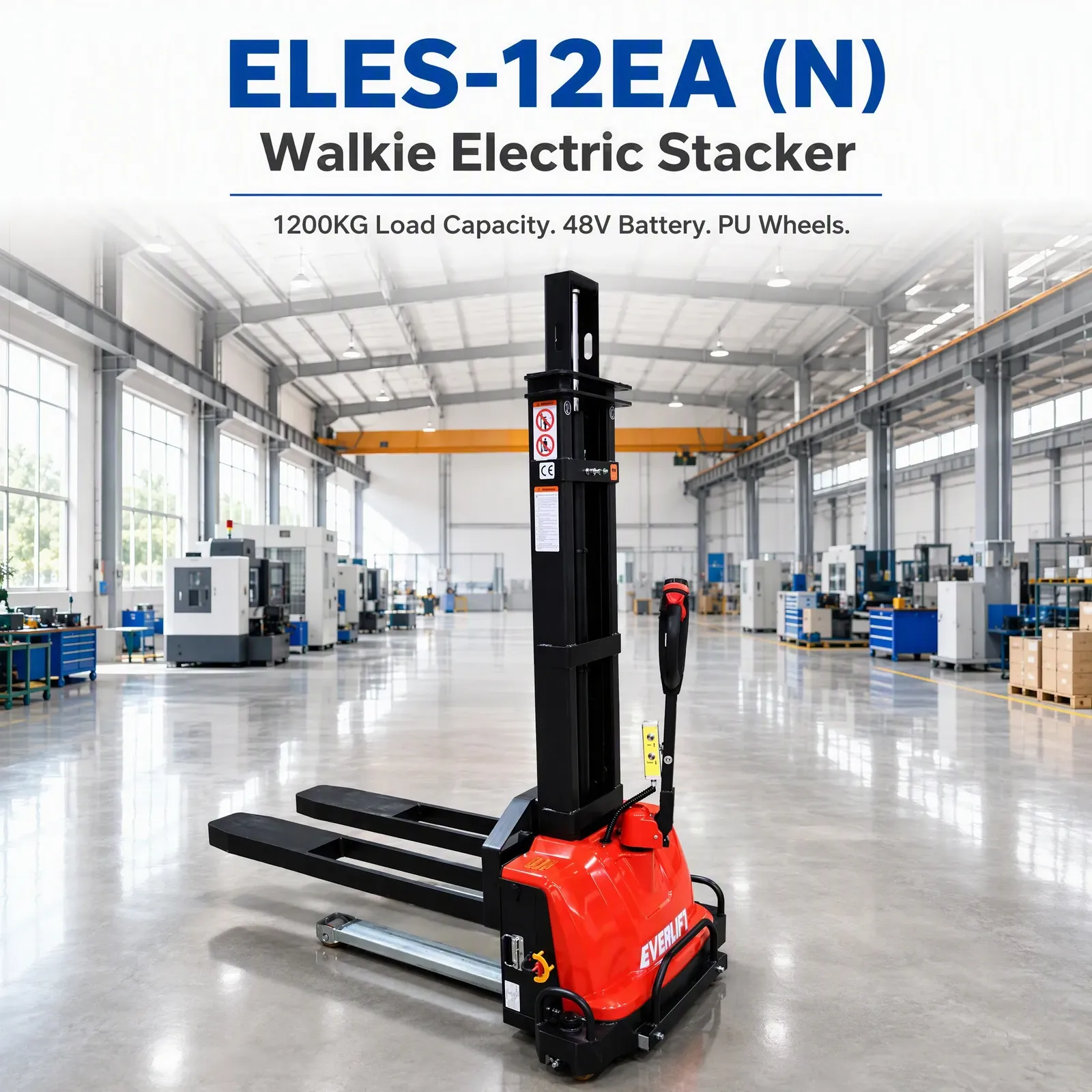 1200 kg Electric Walkie Stacker Electromagnetic Brake photo 1