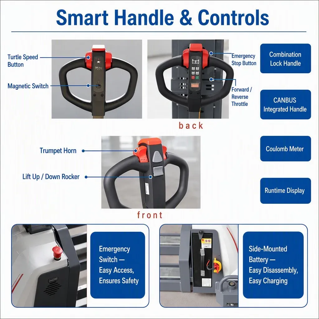 1200 kg Electric Walkie Stacker Electromagnetic Brake photo 2