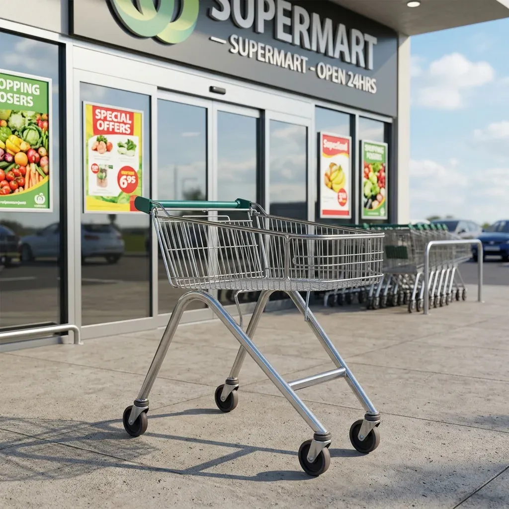 Supermarket 90L European Style Metal Trolley