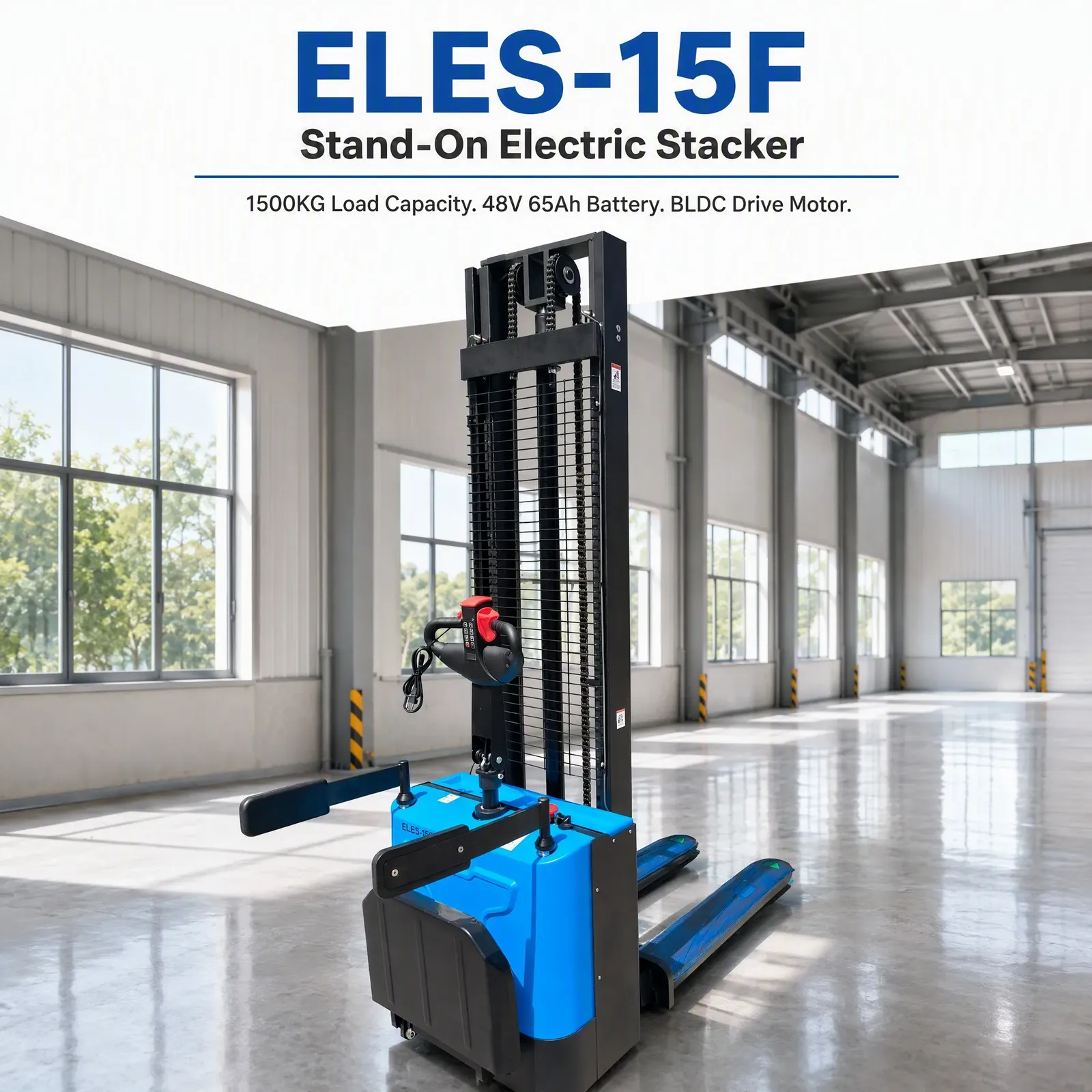 1500 kg BLDC Brushless Stand-on Electric Stacker 780mm (LPT-20271) photo 1