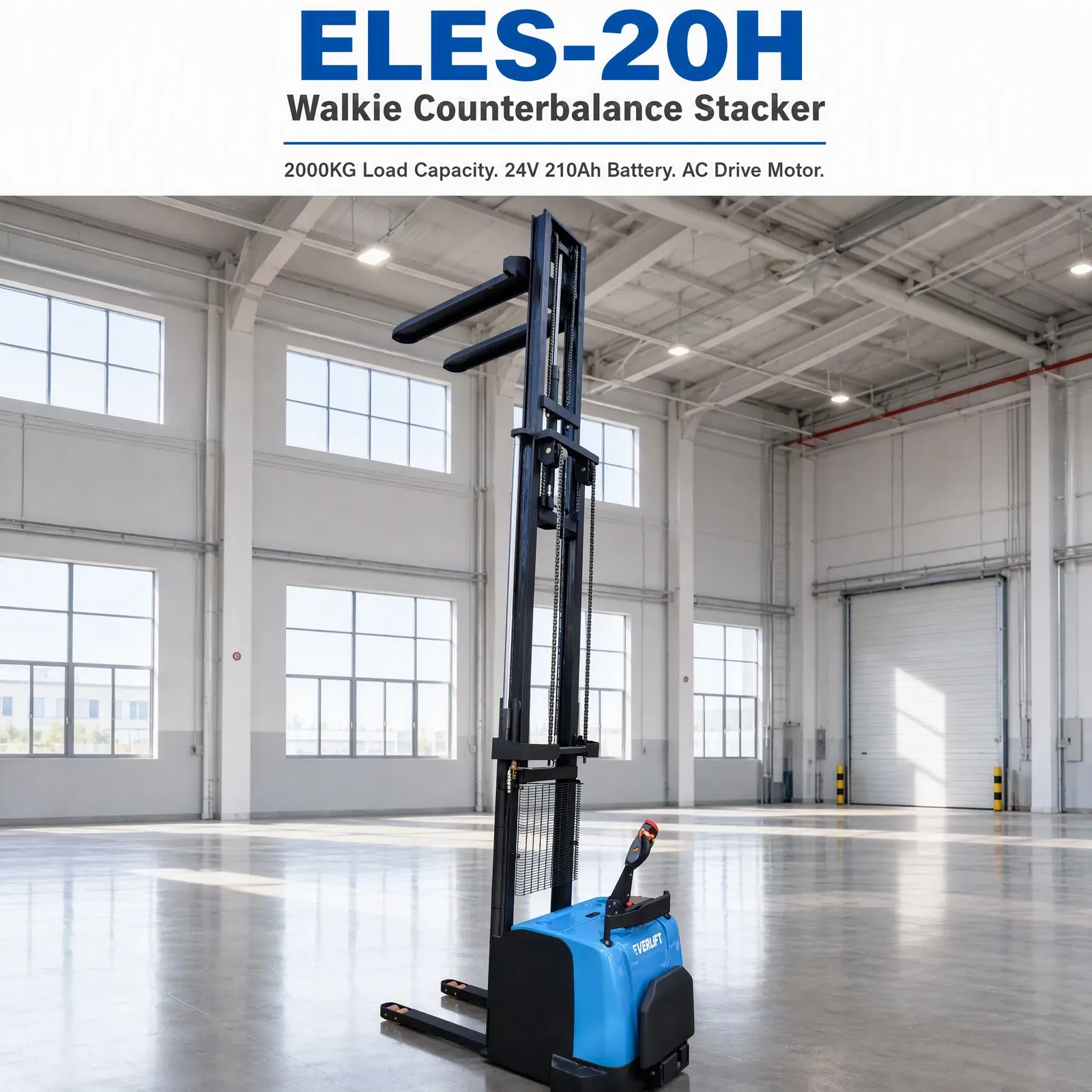 2000 kg Heavy Duty Stand-on Electric Stacker 6000mm Lift photo 1