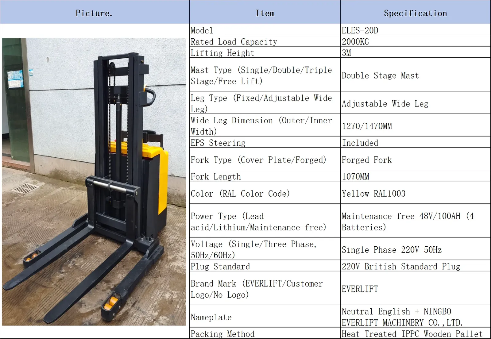 ELES-20D Stand-On Full Electric Stacker 2t detail 2