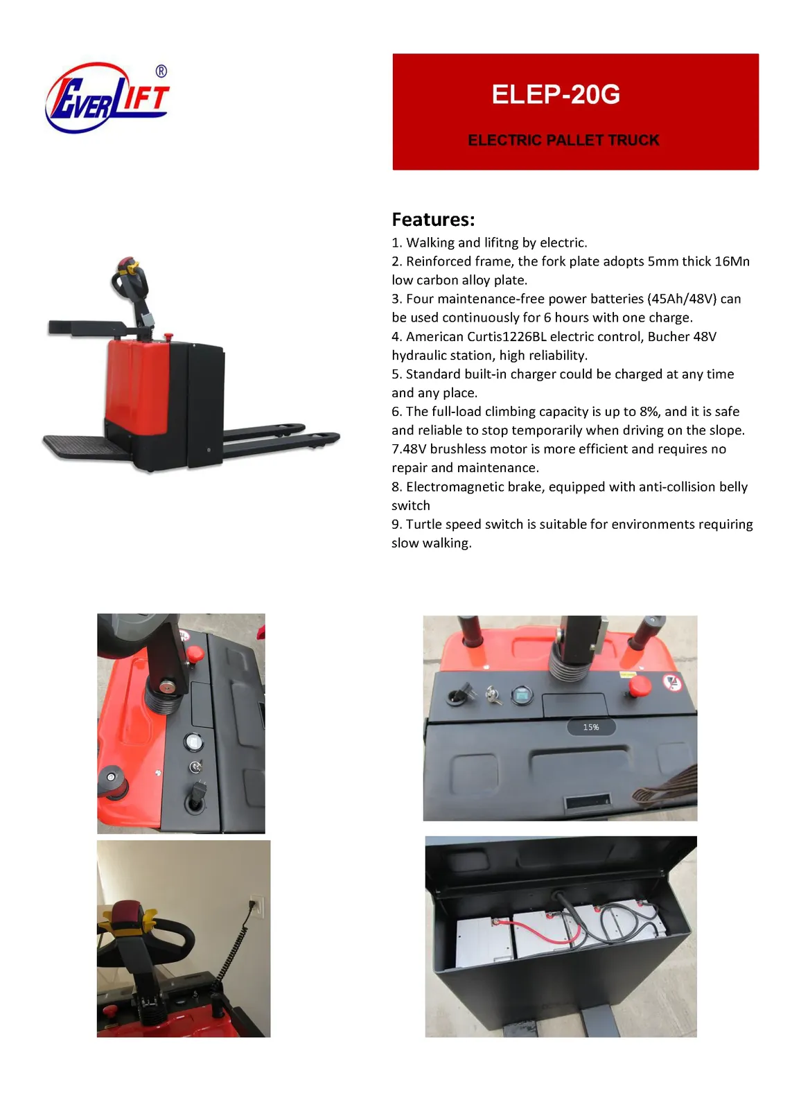 ELEP-20G Stand on Electric Pallet Truck 2Ton detail 2