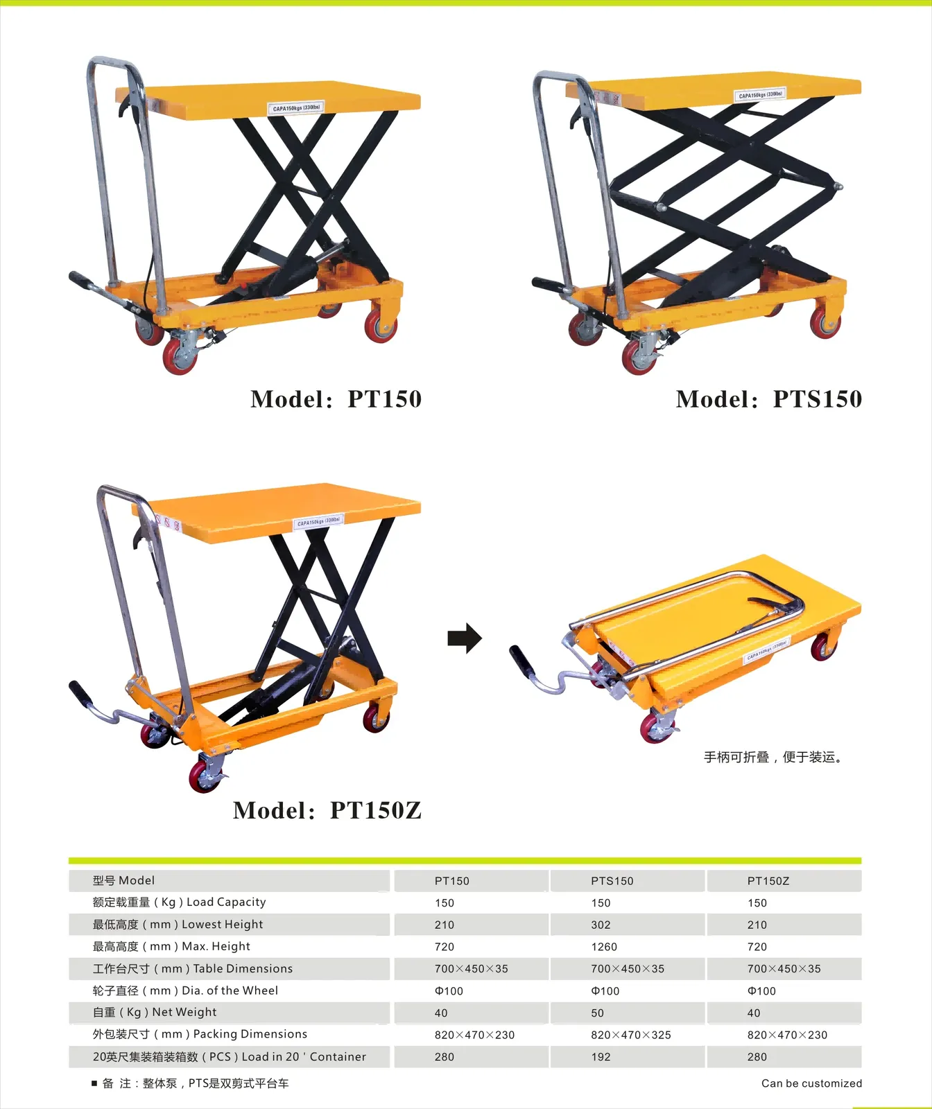 Folding Design Scissor Type Manual Hydraulic Lift Table 300 to 500 kg detail 4