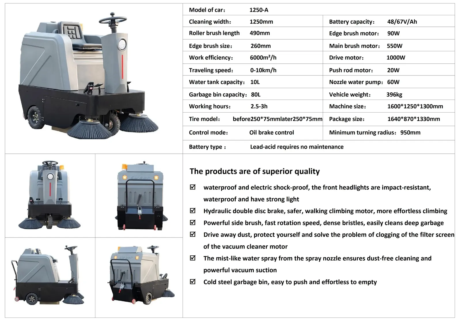 Industrial Ultrasonic Cleaner Self-Propelled Ride-On 24V detail 1