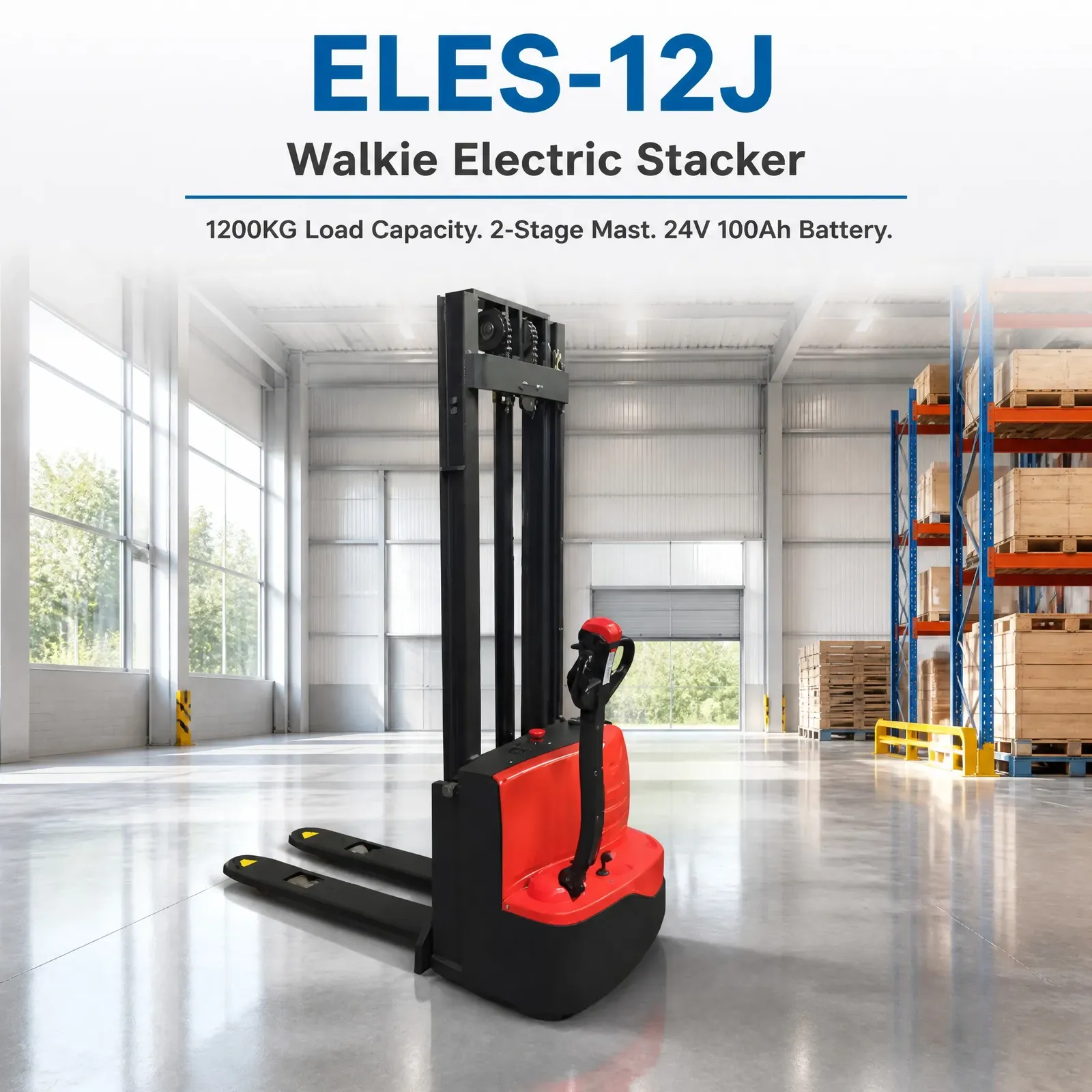 1200 kg Fork Over Walkie Electric Stacker AC Drive 1350mm (LPT-59774) photo 1