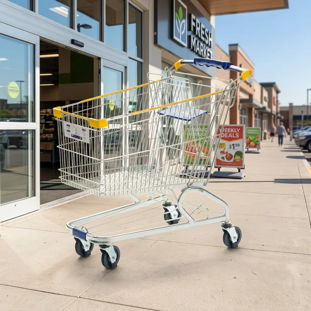American Style 180L Metal Supermarket Grocery Store Shopping Trolley detail 3