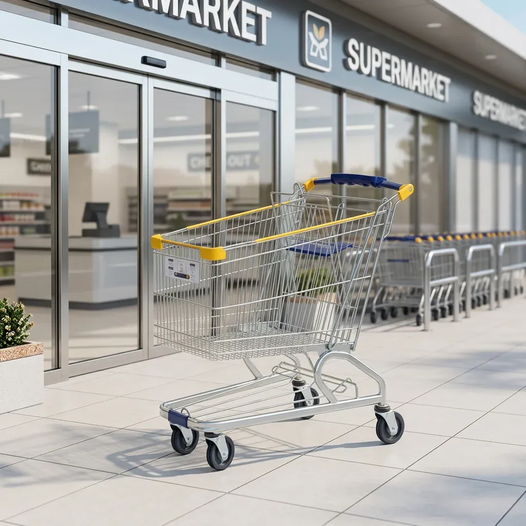 American Style 180L Metal Supermarket Grocery Store Shopping Trolley detail 4