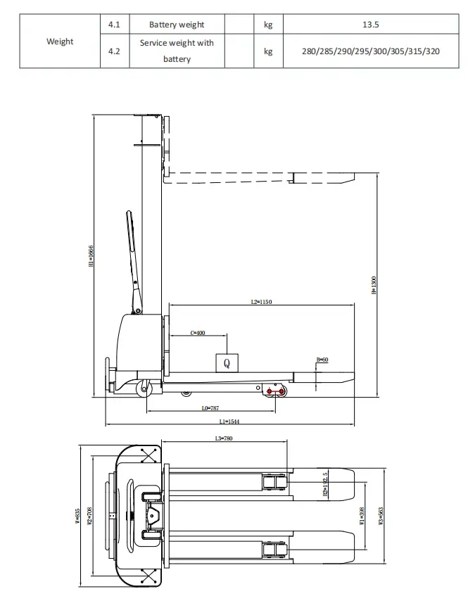 Semi Electric Pallet Stacker 1Ton detail 3
