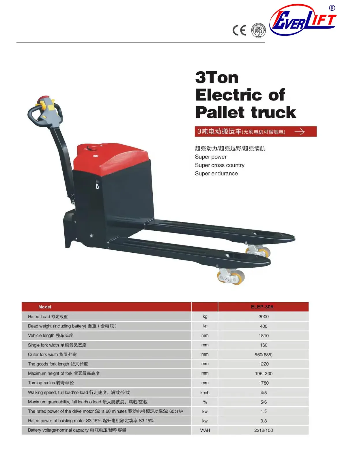 3T Electric Pallet Truck with Brushless Motor, Motorized detail 2