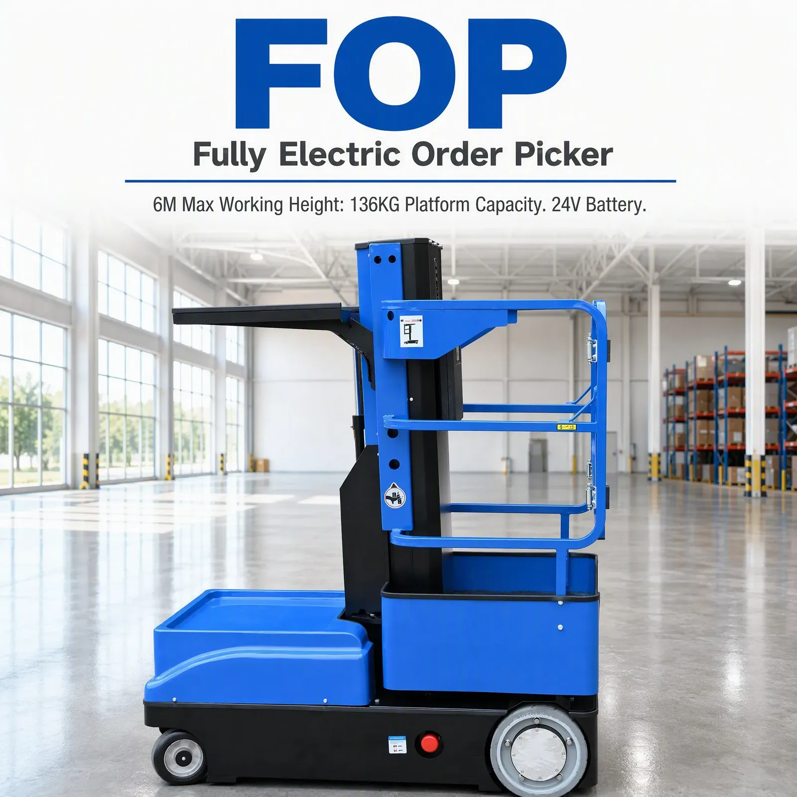 Dual Capacity 136 kg Fully Electric Vertical Order Picker photo 1