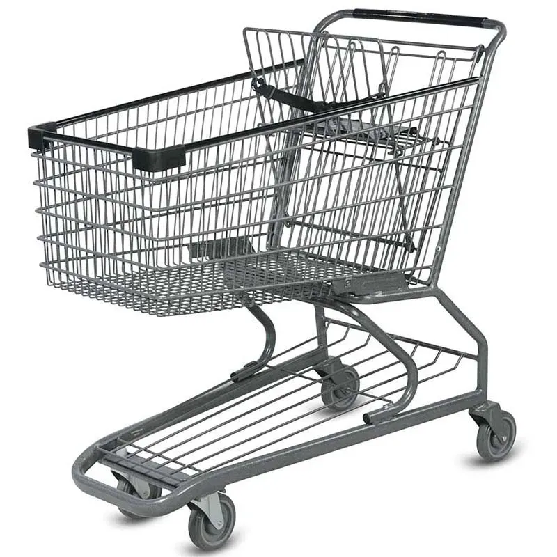 160L American Style Supermarket Large Space Solid Metal Shopping Trolley detail 1