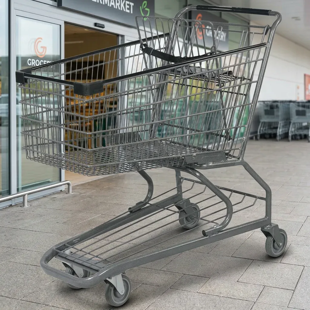 160L American Style Supermarket Large Space Solid Metal Shopping Trolley