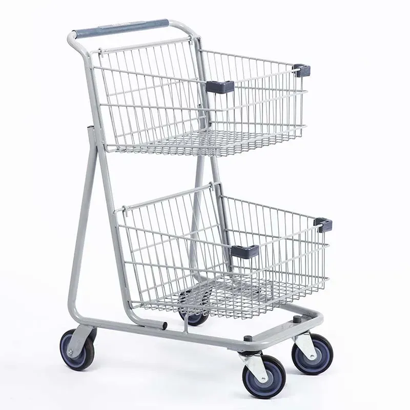 Double Basket Mesh Shopping Trolley with 5 detail 1