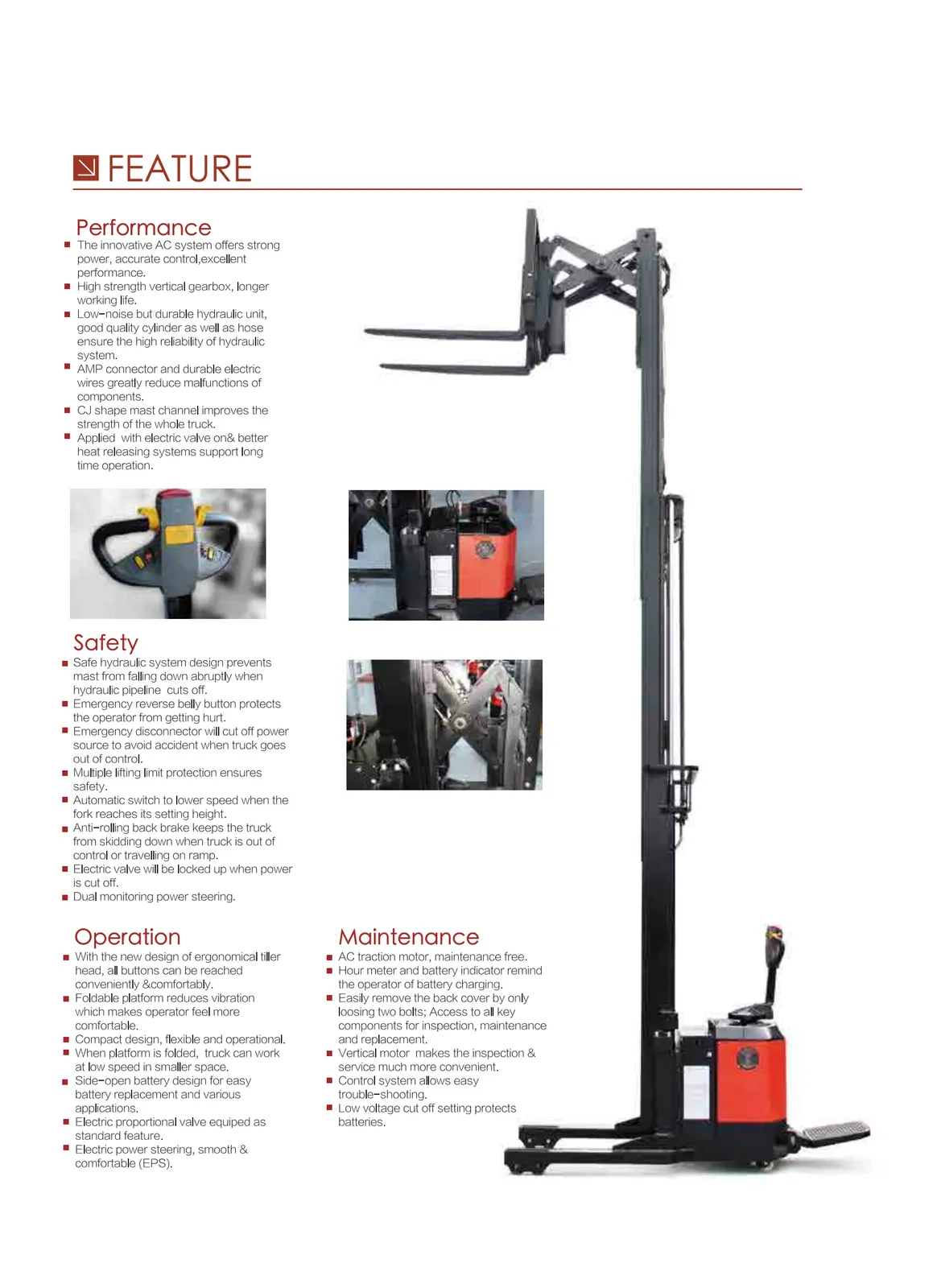 ELES-14RS 1.5 Ton Electric Reach Stacker Narrow Aisle detail 3