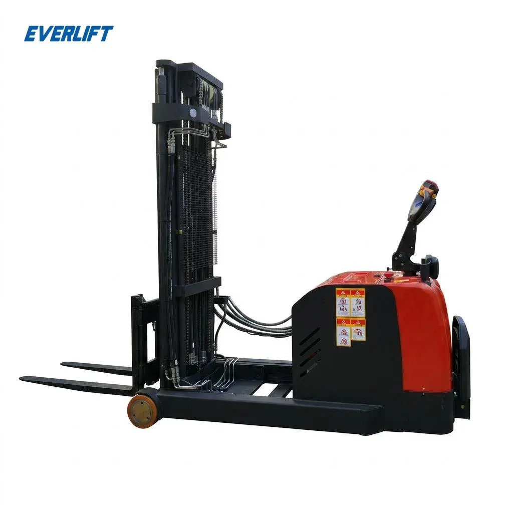Electric Stand-on Reach Forklift 1500 kg photo 1