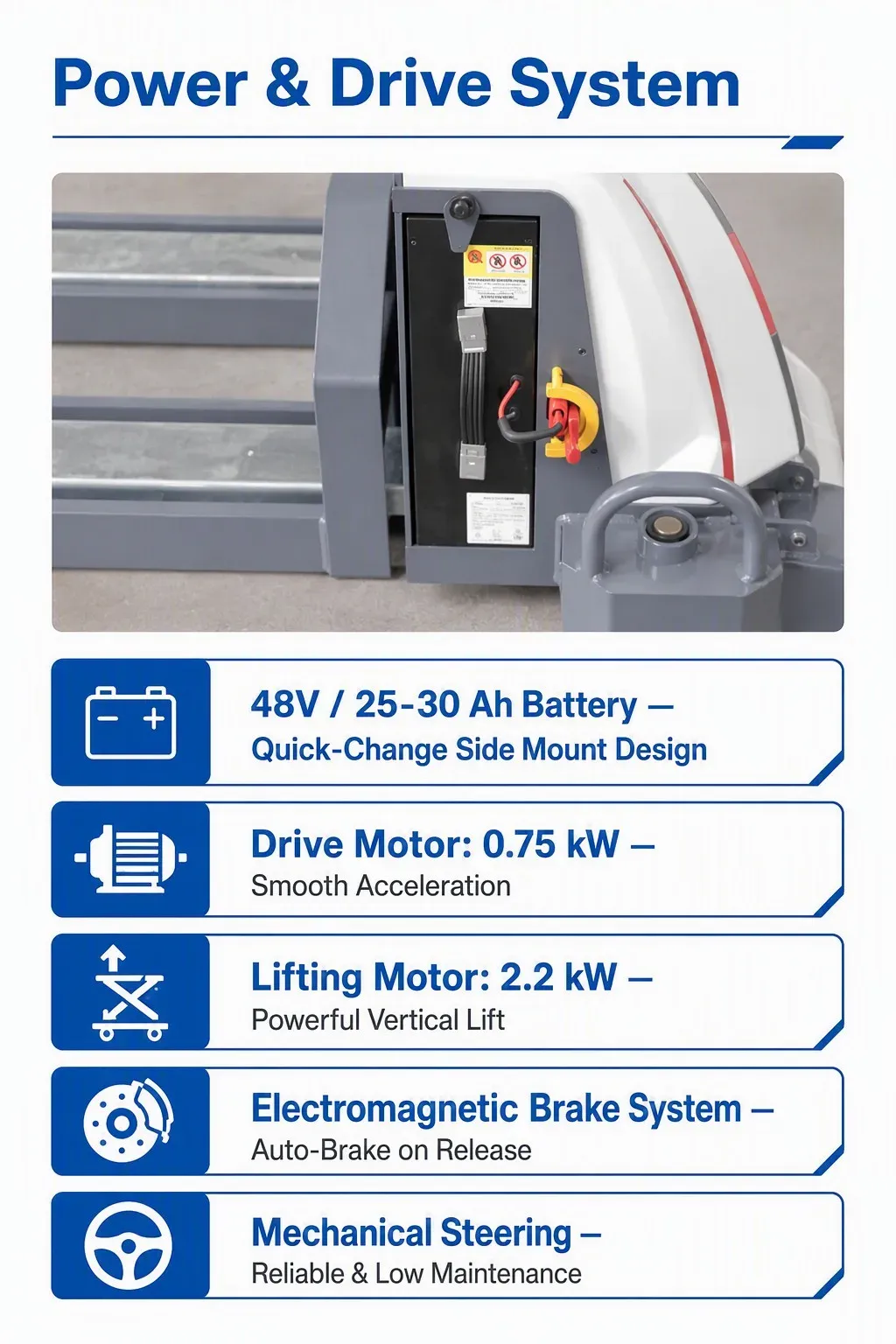 1200 kg Self Loading Stacker Full Electric Pallet Stacker detail 6