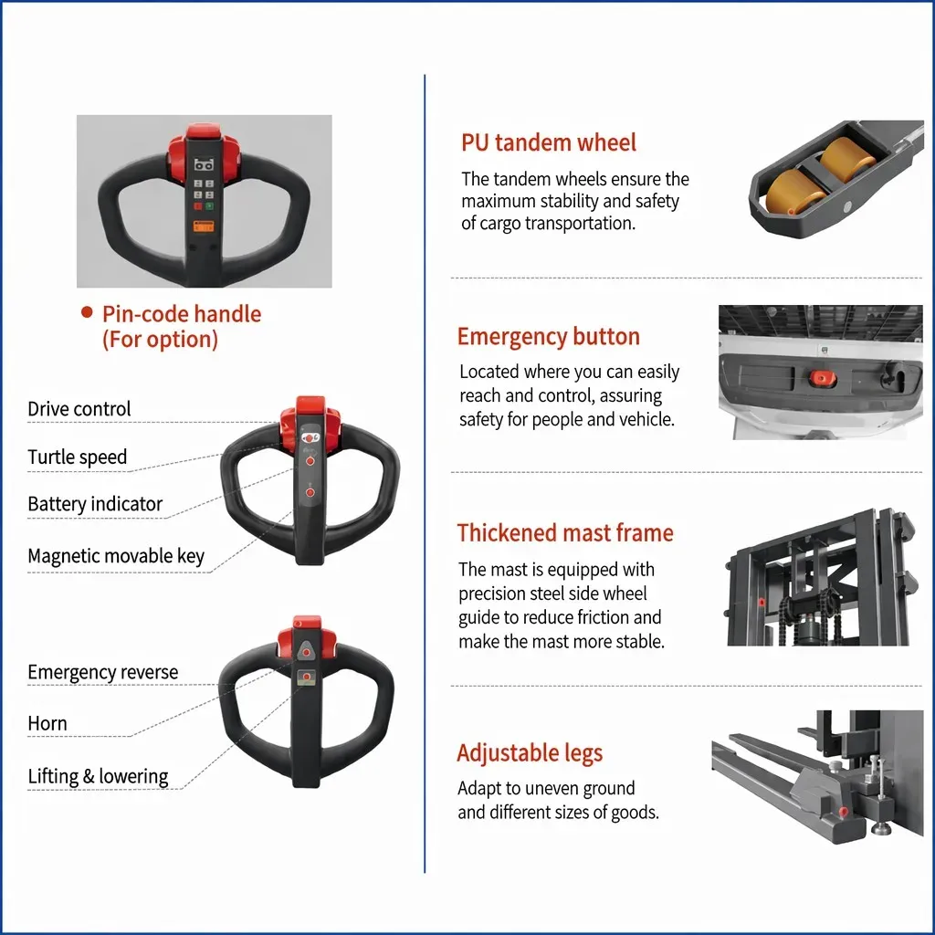 1500 kg Fork Over Stacker Wide Straddle Leg Walkie photo 5