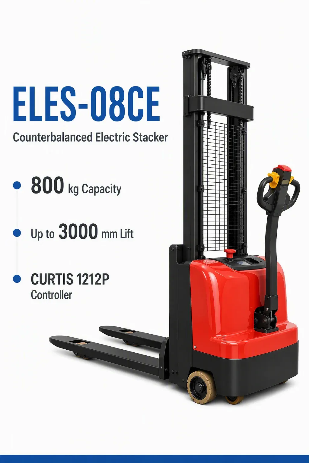 800 kg Stacker Electric Counterbalance Forklift Truck No detail 2