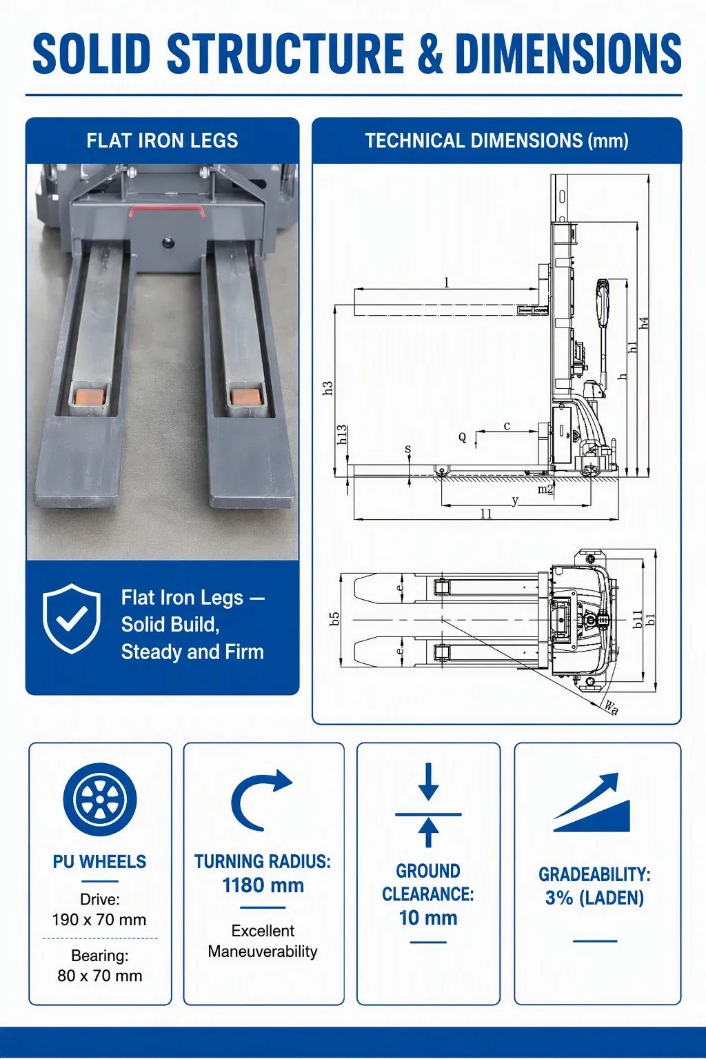 1200 kg Self Lifting Pallet Stacker Electric Stacker Truck detail 7