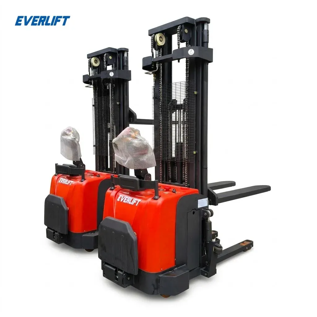 2000 kg Narrow Leg Stand-on Pallet Stacker 6 Meter Lift photo 1