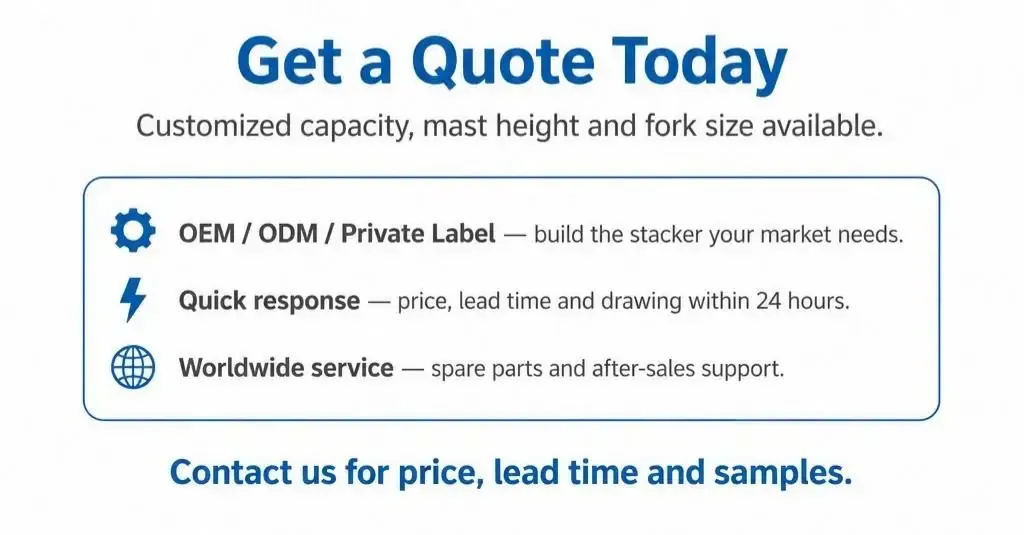 2 Ton 3-Stage Mast Electric Forklift Stacker High Lift detail 11