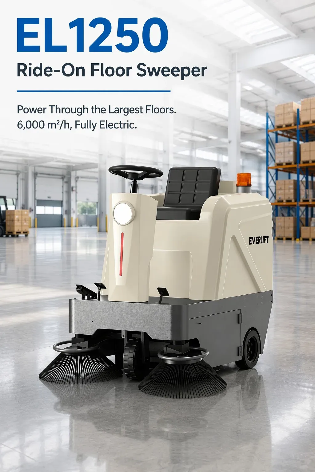 Industrial Sweeper 1250mm Ride on Electric 48V/67Ah detail 2