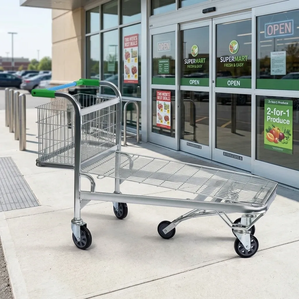 Heavy Duty Mesh Wire Basket Picking Cart with Zinc Plated