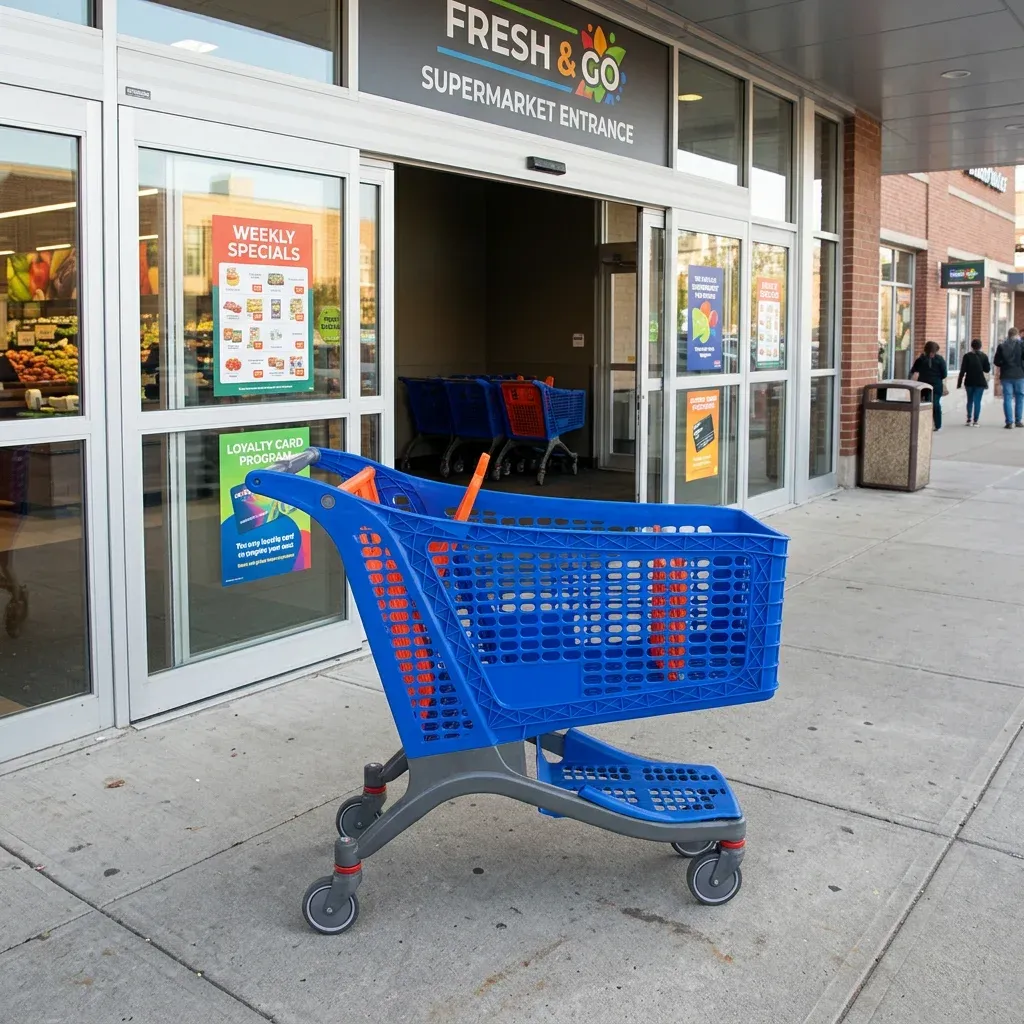180 L Colourful Plastic Supermarket Shopping Trolley photo 3
