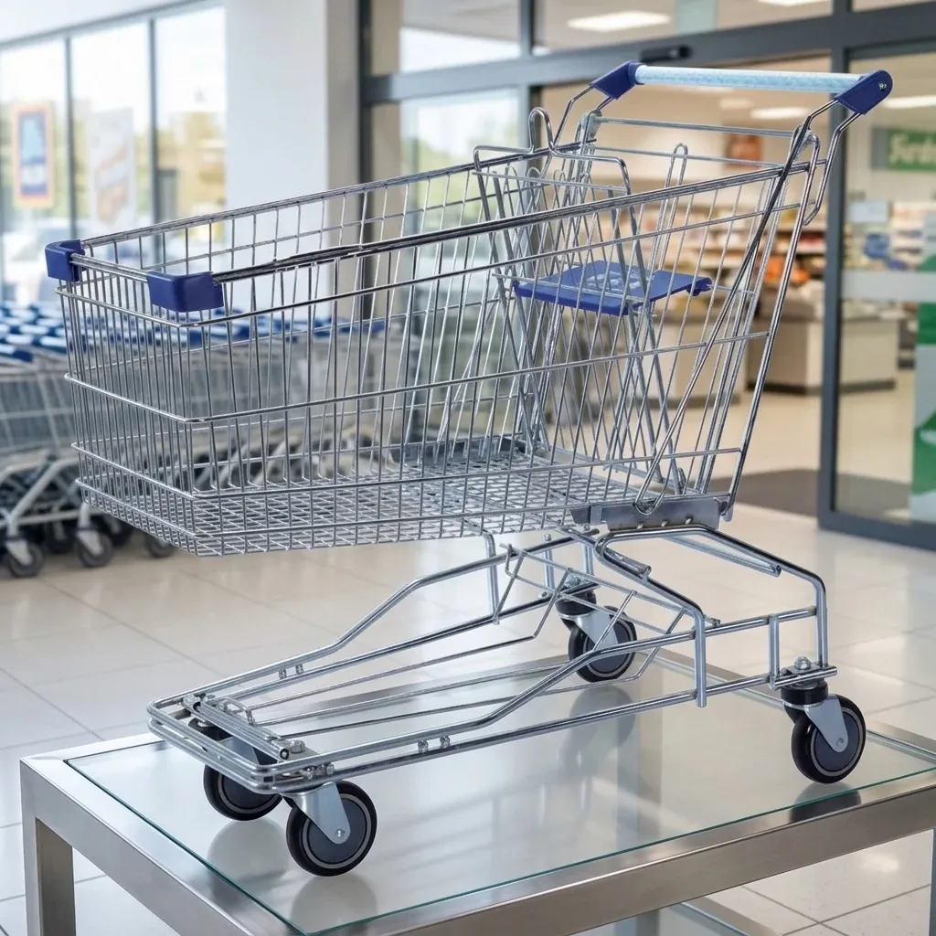 White Commercial Metal Asian Style 180L Shopping Trolley