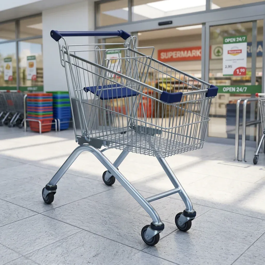 European Mesh Steel Supermarket Shopping Trolley 80L