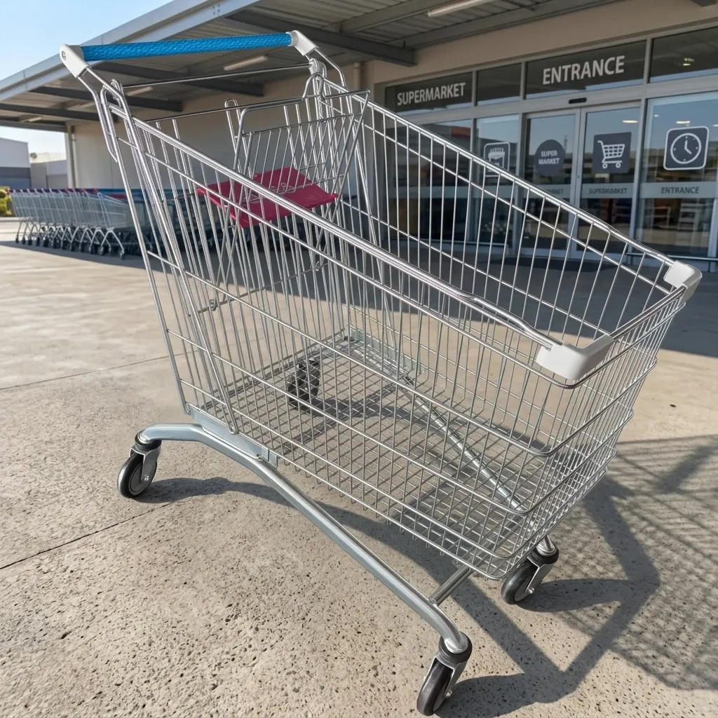240L High-Capacity Hypermarket Hand-Push Shopping Trolley