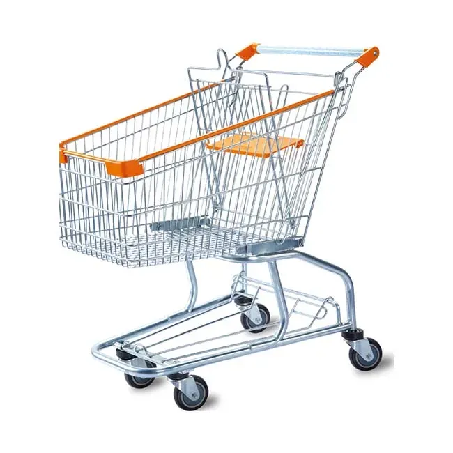 American Style Platform Mesh Zinc Plated Aluminium Shopping Trolley (LPT-49939) detail 4