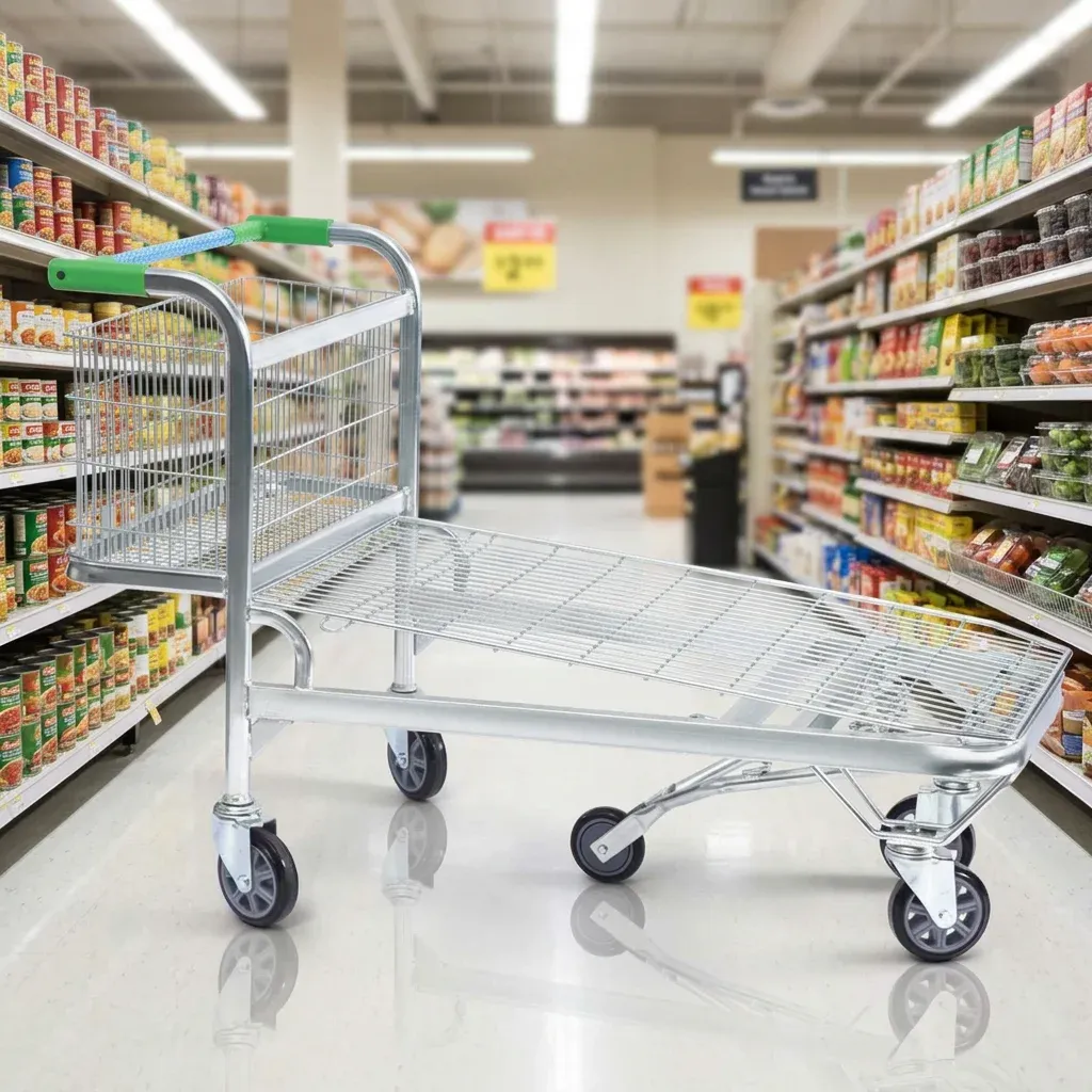 Heavy Duty Stainless Steel Mesh 2 Layer Folding Cart (LPT-18172)