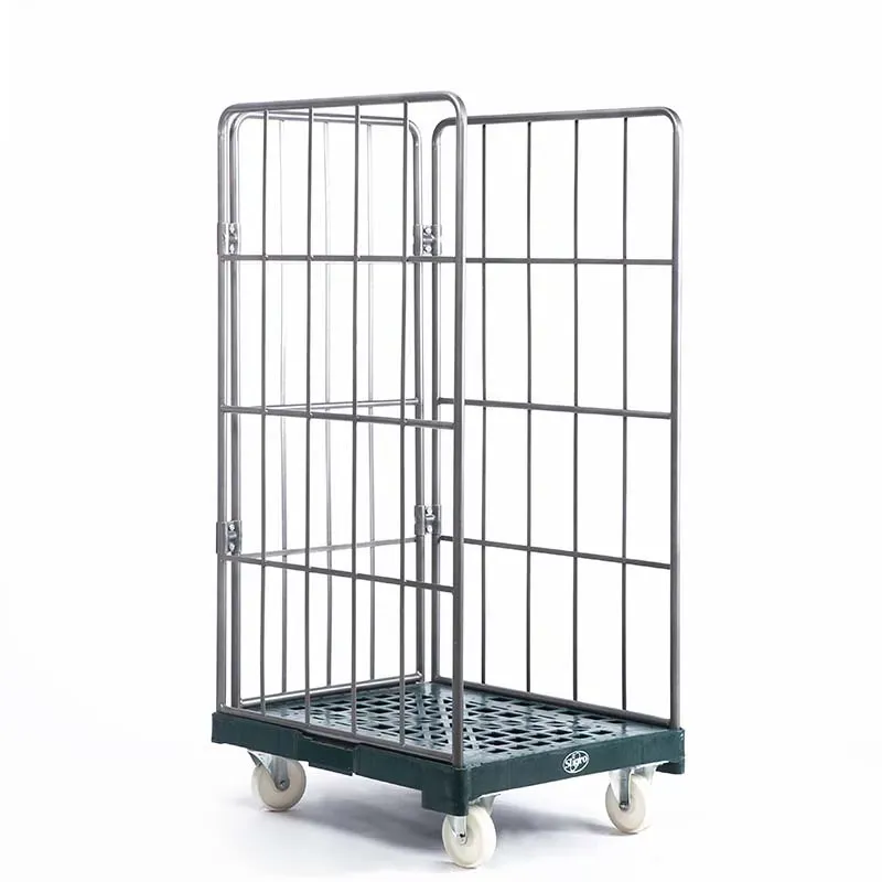 3-Layer Industrial Logistic Roll Cage Trolley Metal detail 1
