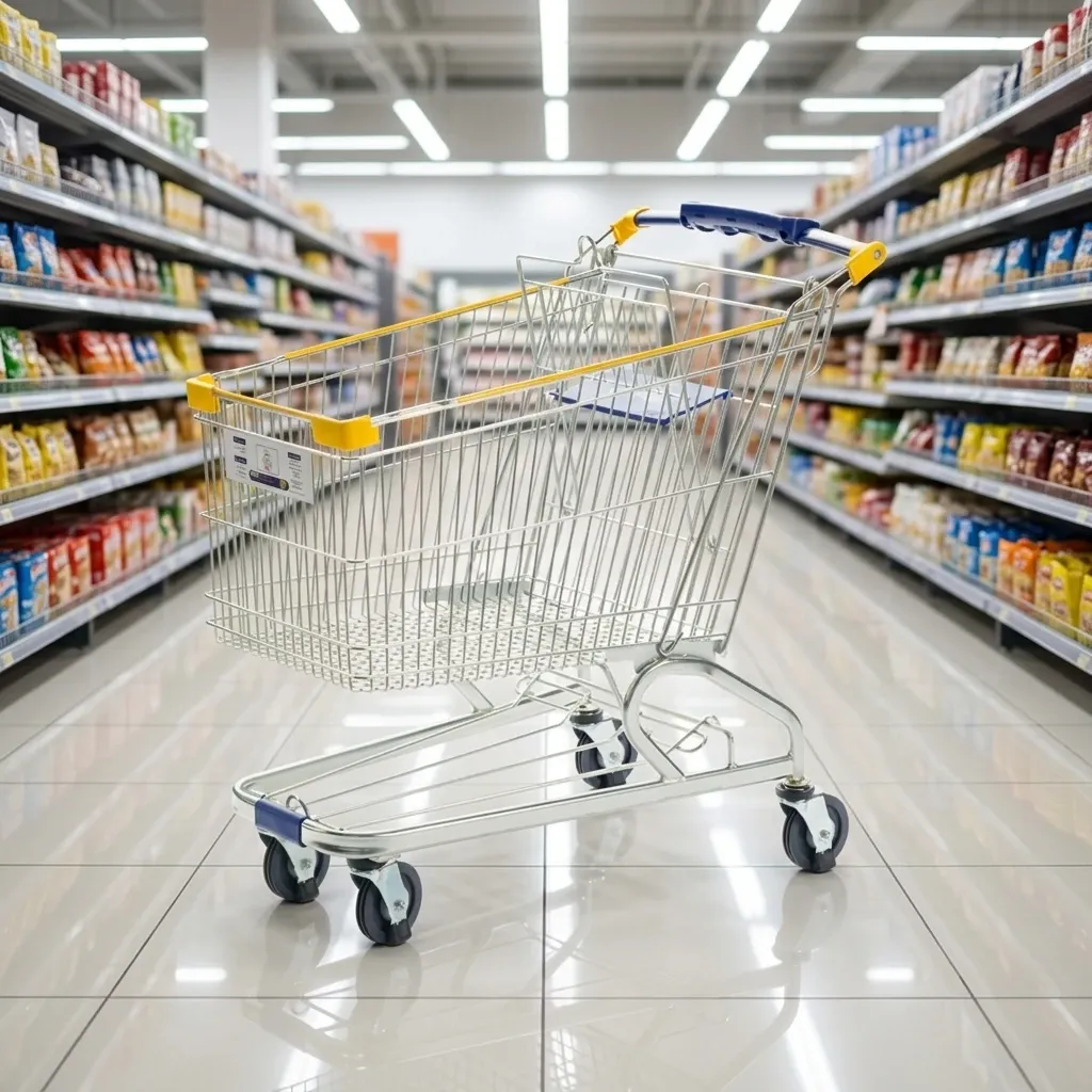 180L American Style Commercial Steel Wire Mesh Body Supermarket Shopping Trolley detail 3