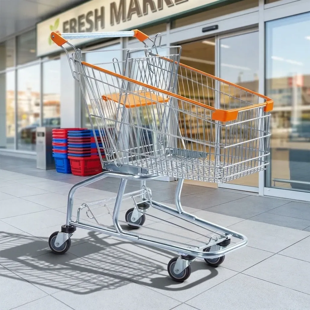 120L Supermarket Grocery Metal Hand Carts Trolleys Asian detail 4