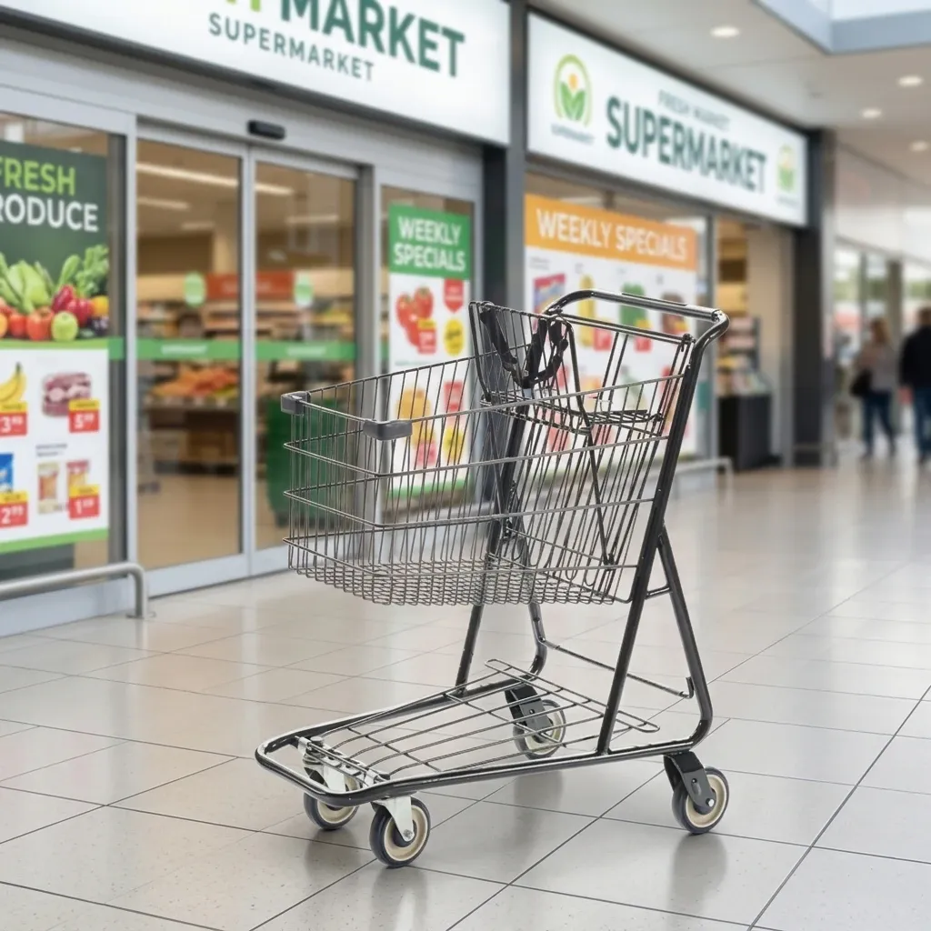 Shopping Mall Steel Supermarket Shopping Trolley detail 3