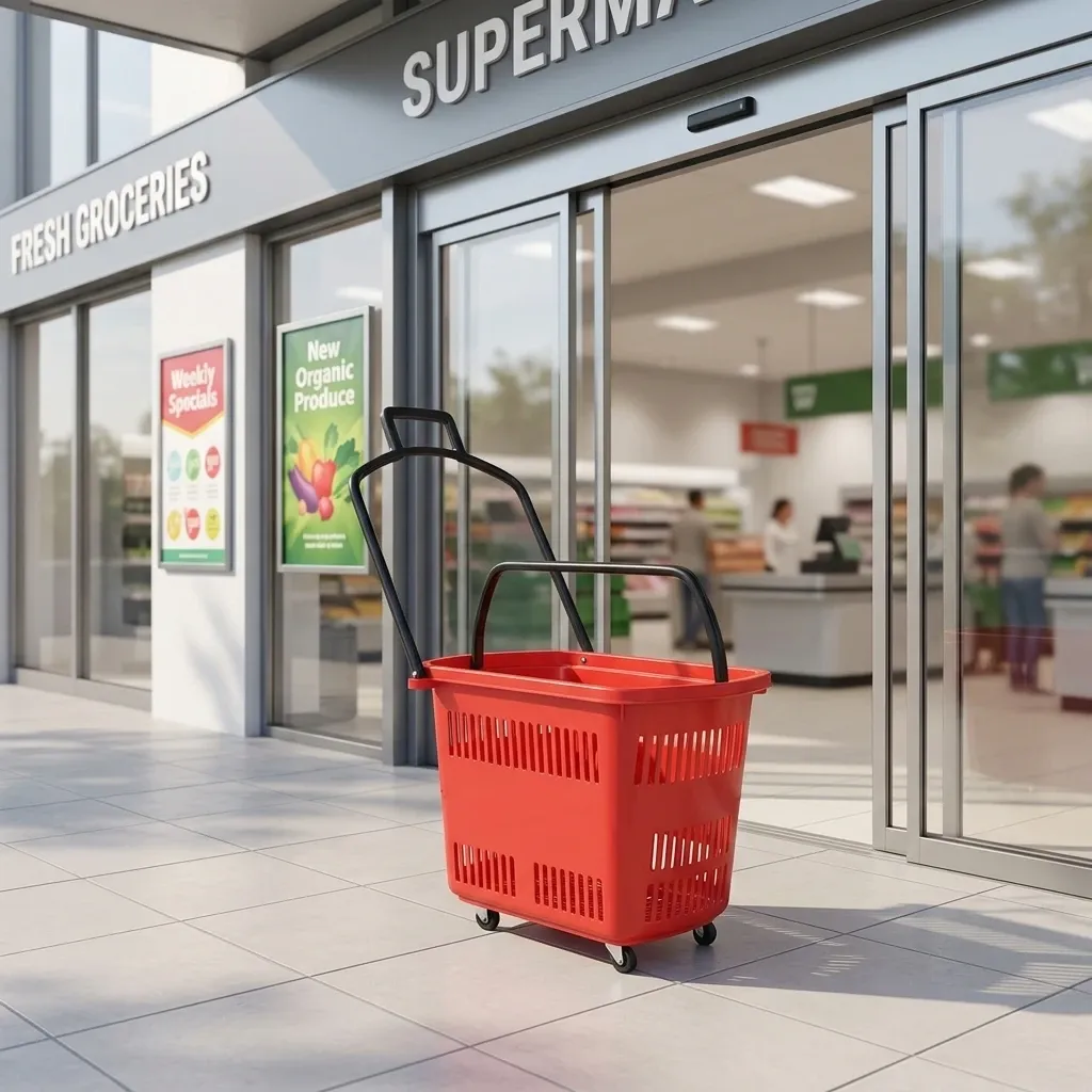 Plastic 2-Wheel Rolling Shopping Trolley with Pull Handle (LPT-57823) photo 1