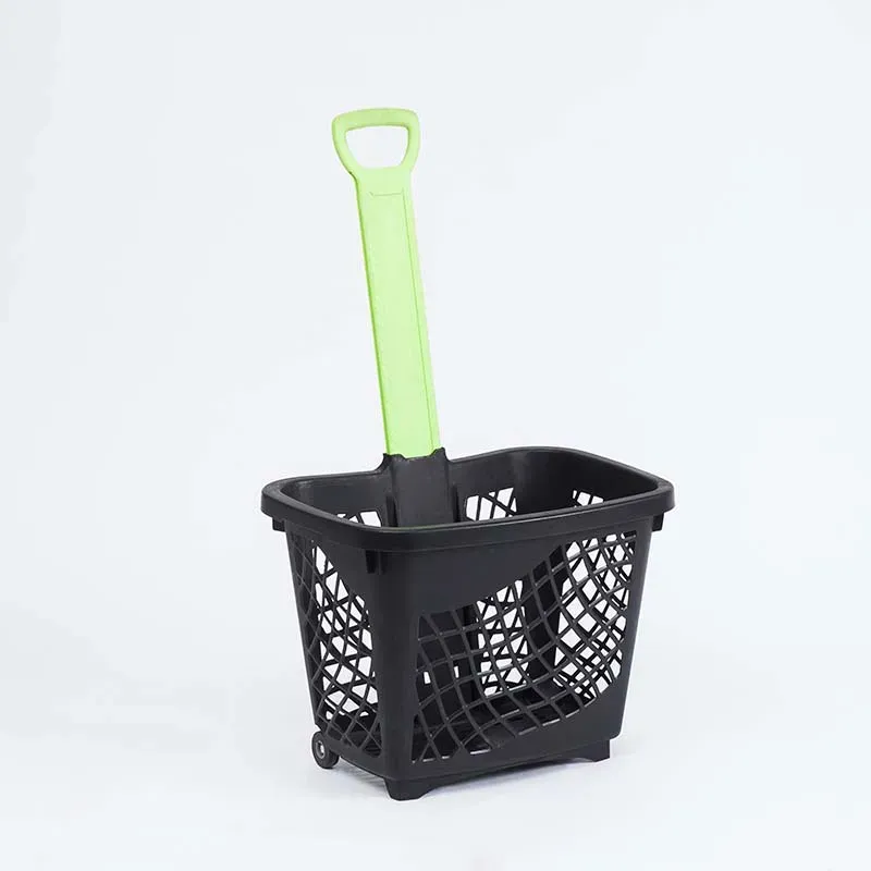 Plastic 2-Wheel Rolling Shopping Trolley with Pull Handle (LPT-57823) photo 2