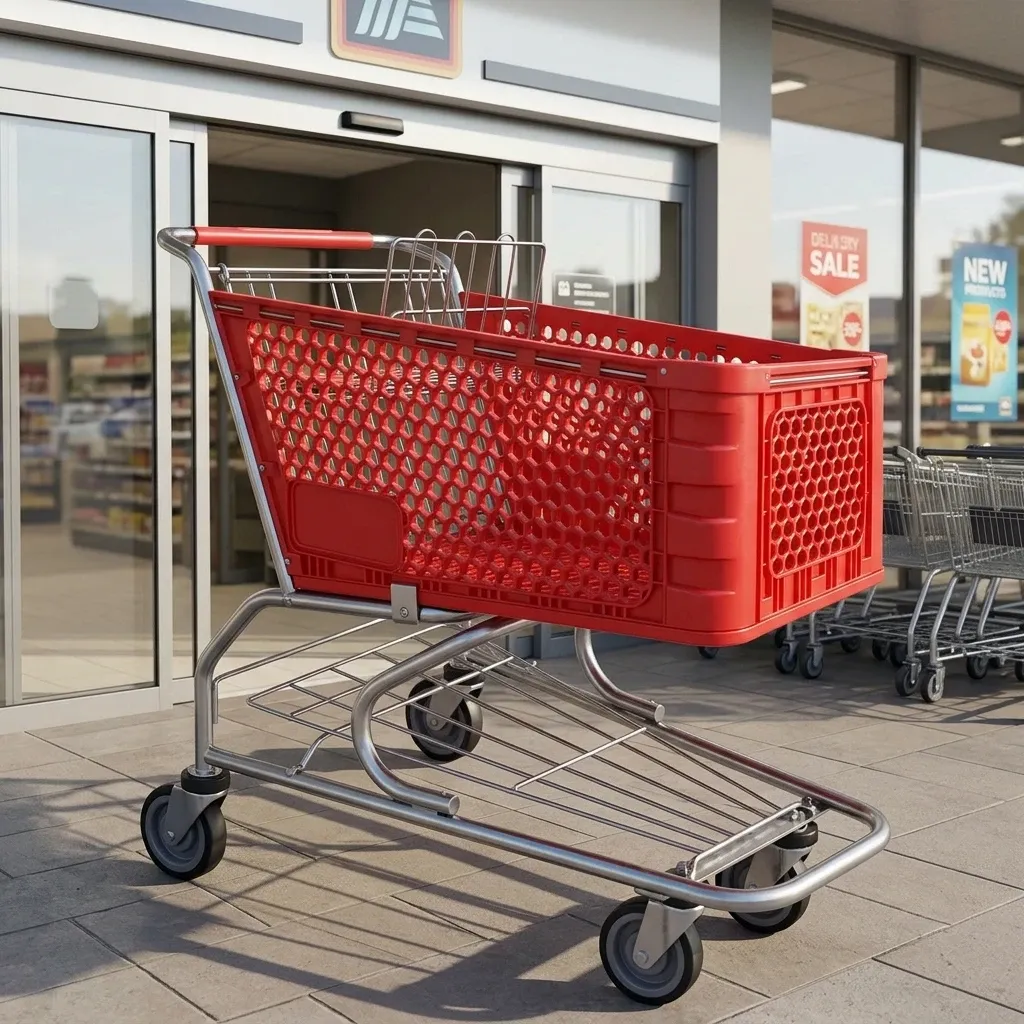 Supermarket Plastic Collapsible Advertising Board Show Shopping Trolley