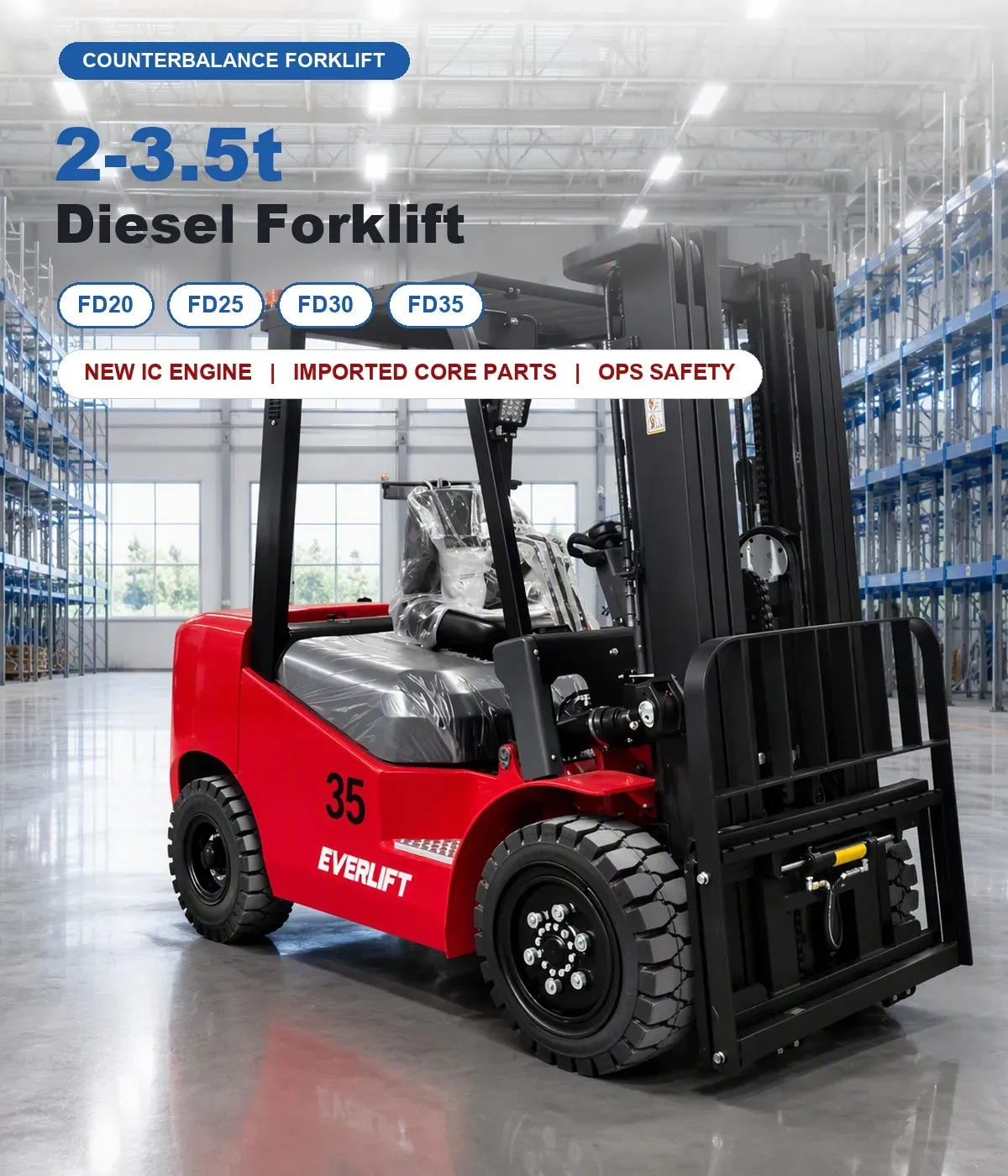 Forklift Diesel Forklift 3M 4M 5M 6M Triplex Mast photo 1