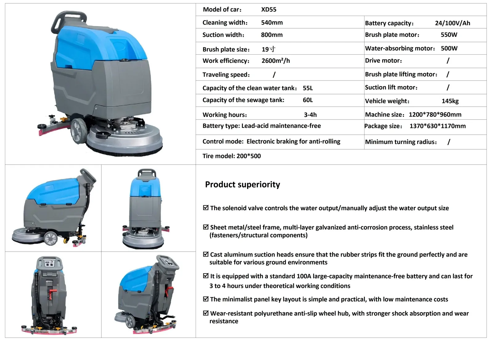 Industrial Automatic Floor Scrubber Dryer Hand Double Box detail 1