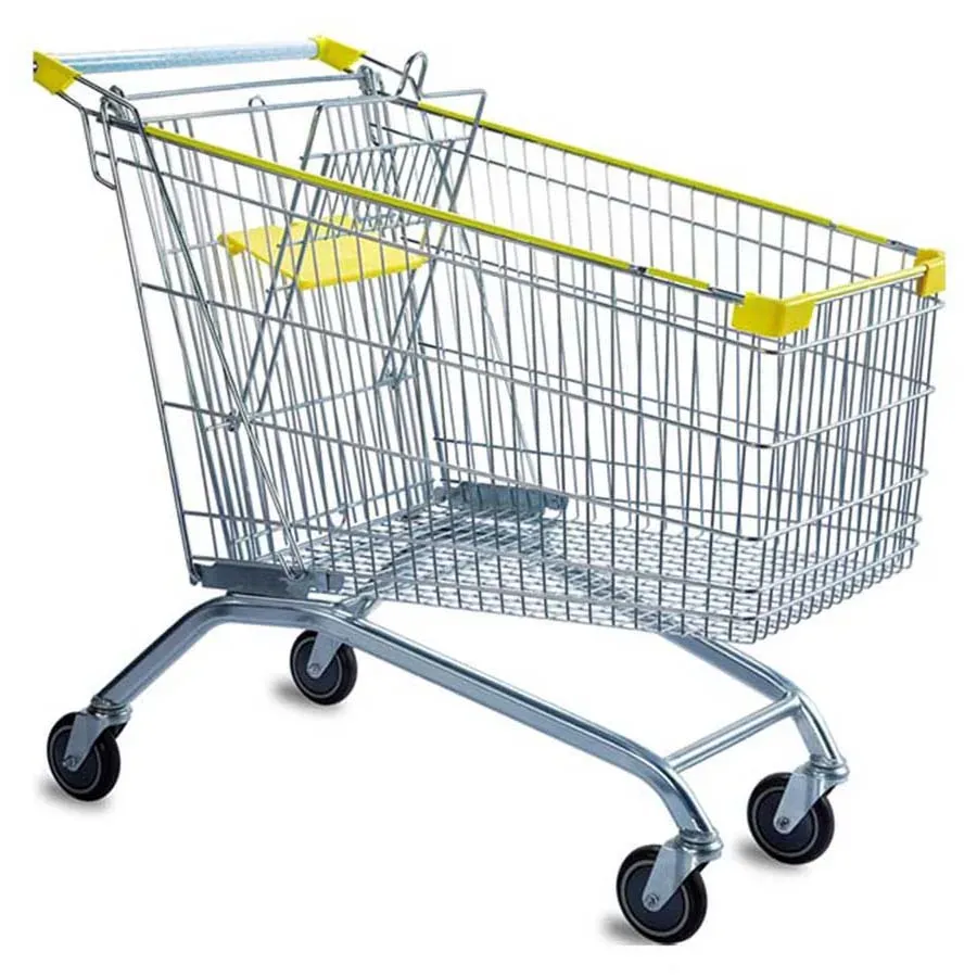 European Style Unfolding 4-Wheel Steel Plastic Wheels Hand Trolley Mesh photo 5