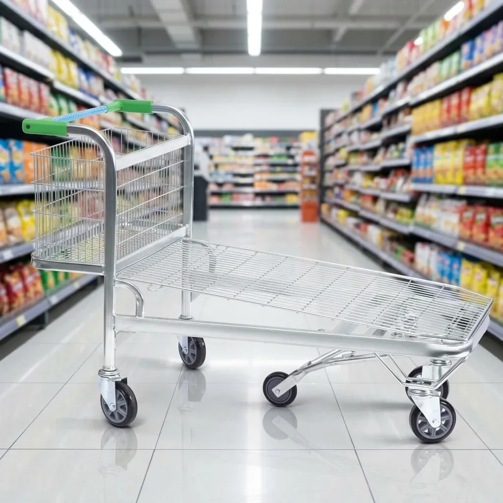Heavy Duty Stainless Steel Mesh 2 Layer Folding Cart (LPT-36847)