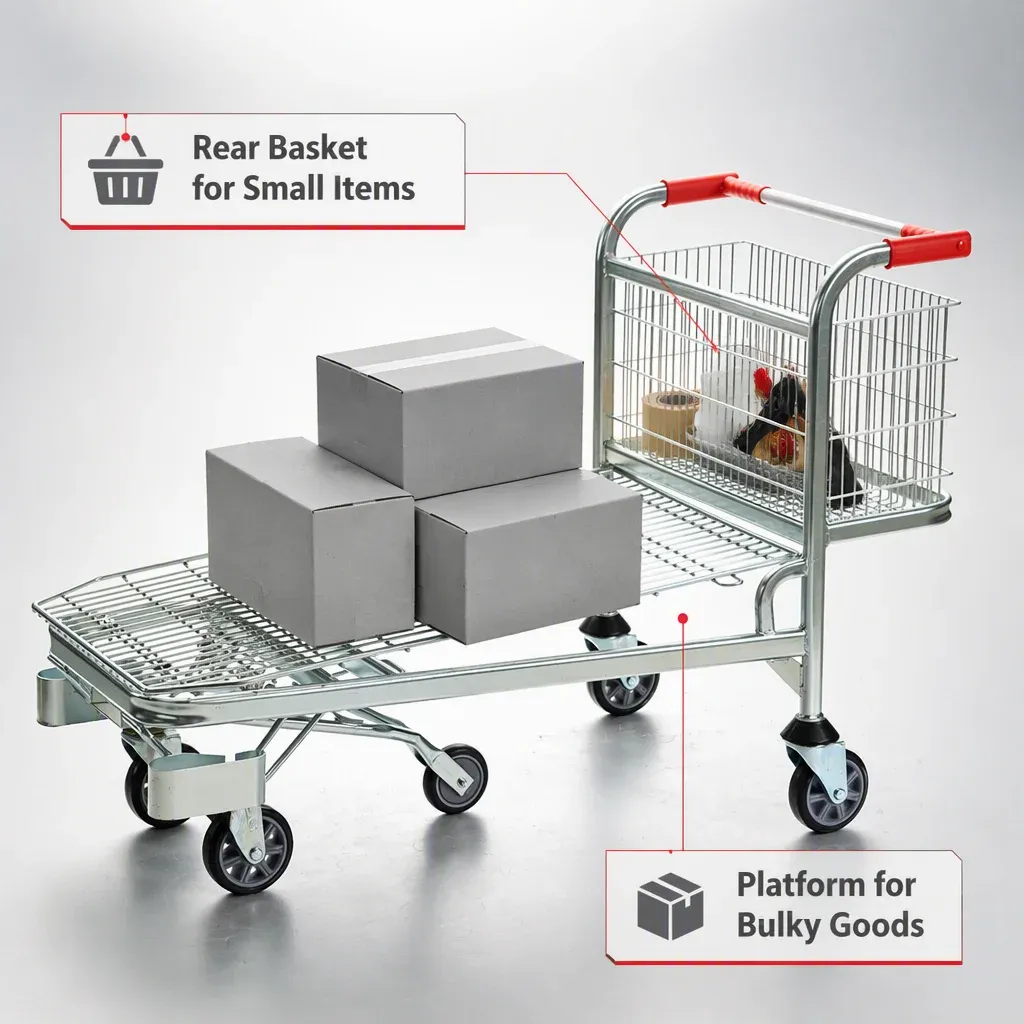 Heavy Duty Warehouse Trolley Platform Five-Wheel detail 5