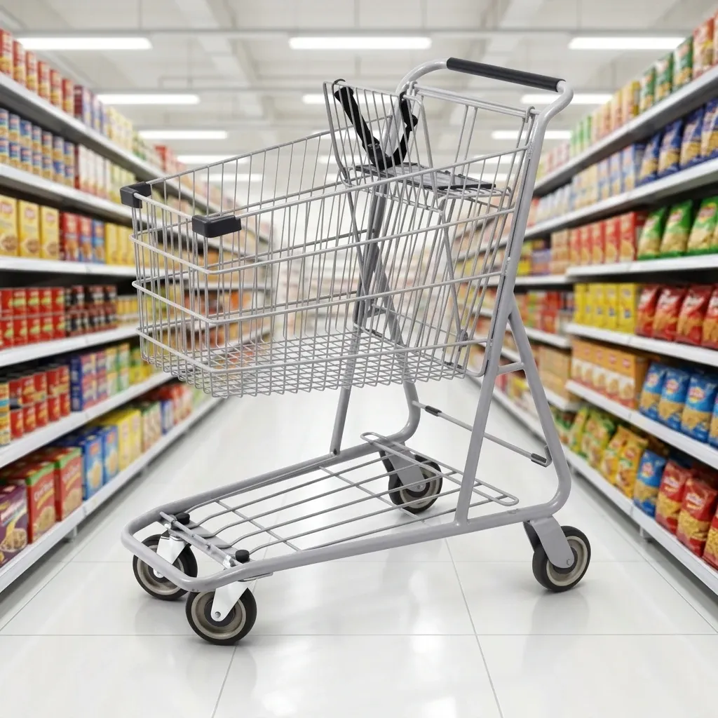 American Style Platform Mesh Zinc Plated Aluminium Shopping Trolley (LPT-47114)