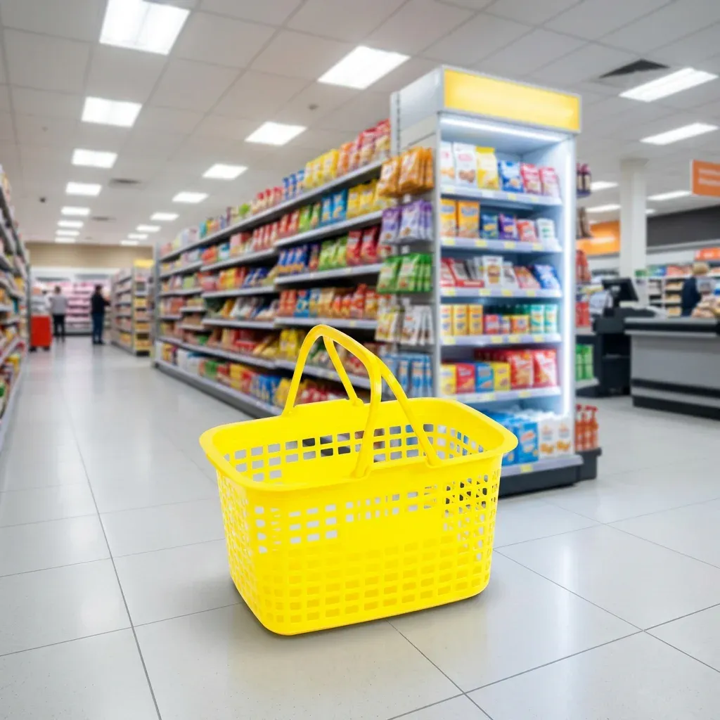 Supermarket 2 Wheels Rolling Plastic Metal Shopping Trolley